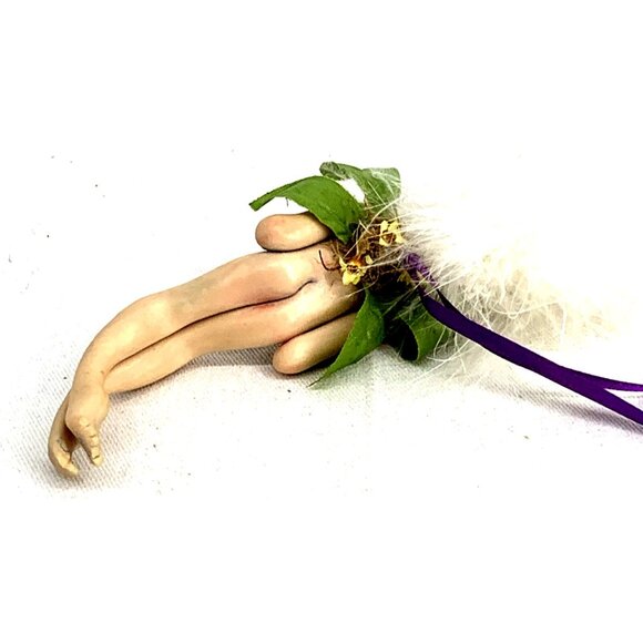 Pixie Fairy Troll Holding Crystal Ornament Handmade Polymer Clay Sculpture 5" - Picture 6 of 6